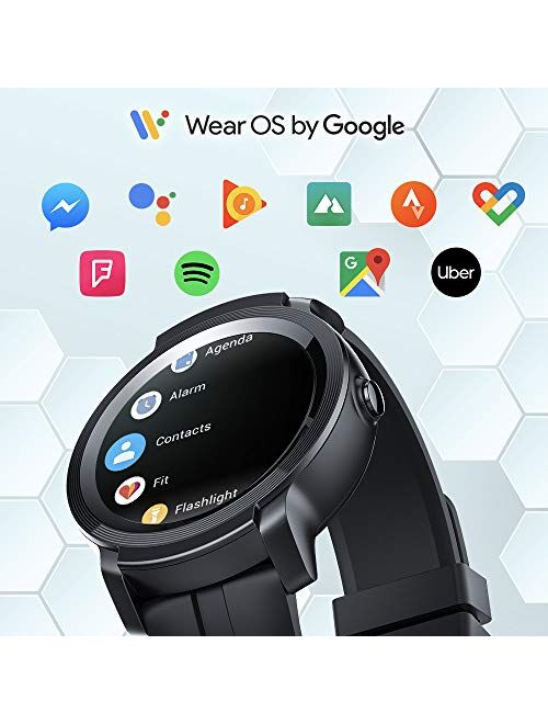 TicWatch E2 smartwatch with Built-in GPS 5ATM Waterproof 24h Heart Rate Monitoring Wear OS by Google Watch iOS and Android Compatible