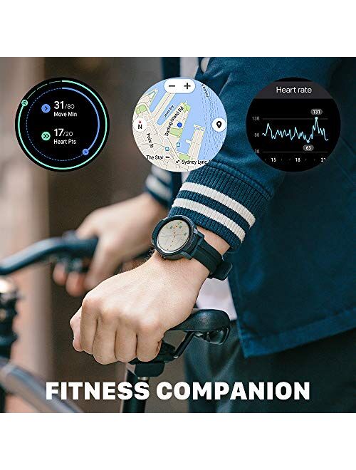 TicWatch E2 smartwatch with Built-in GPS 5ATM Waterproof 24h Heart Rate Monitoring Wear OS by Google Watch iOS and Android Compatible