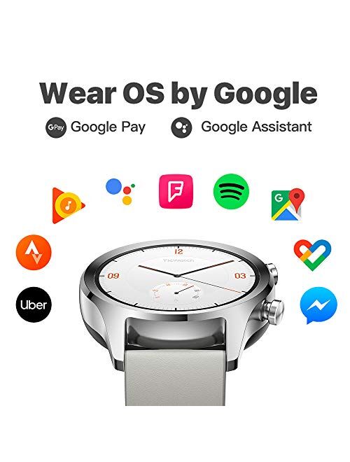 TicWatch C2 Smart Watch Classic Design Fashion smartwatch with All Day Heart Rate, GPS, NFC, Notifications and Alert, Compatible with Android and iOS (Platinum)