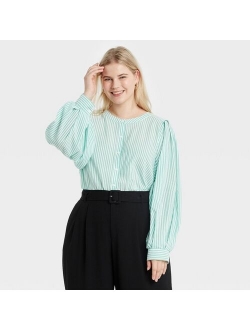 Women's Balloon Long Sleeve Button-Down Femme Top - A New Day™