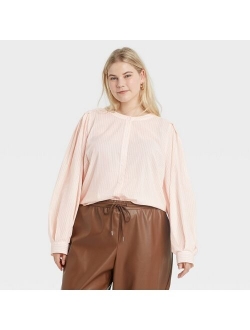 Women's Balloon Long Sleeve Button-Down Femme Top - A New Day™