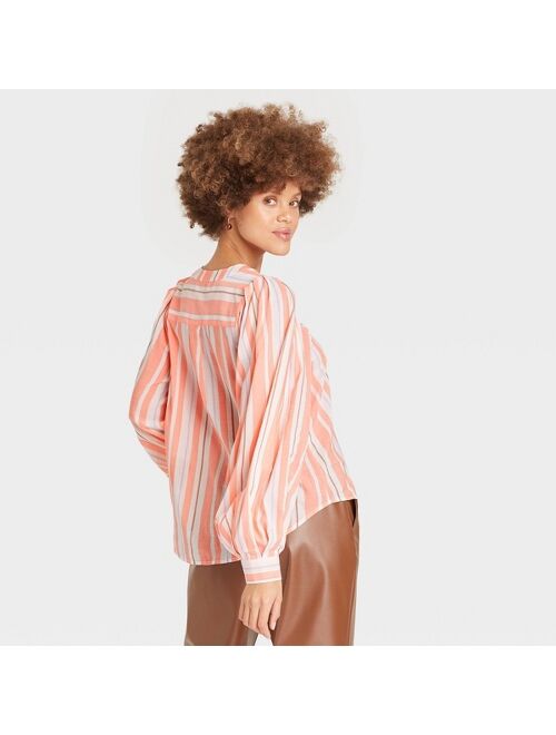 Women's Balloon Long Sleeve Button-Down Femme Top - A New Day™