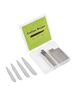 xydstay Stainless Metal Collar Stays, Set of 40-52pcs in a Clear Plastic Box, 4 Sizes, For Men Shirts