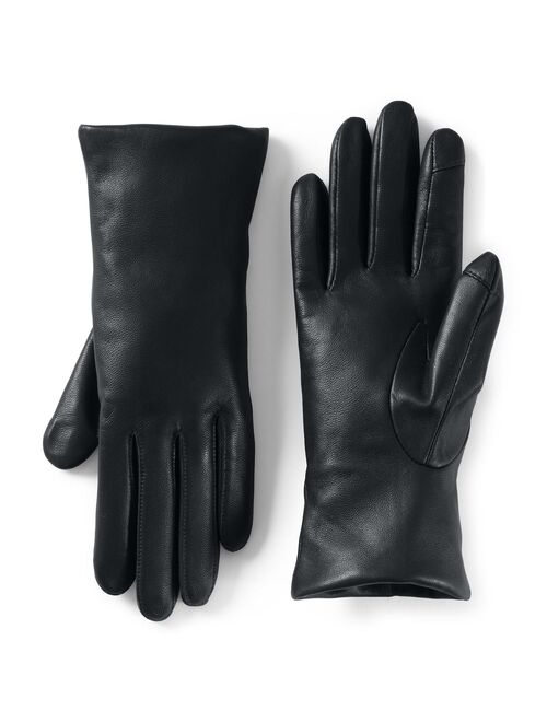 Women's Lands' End Touch Screen Compatible Leather Gloves with Cashmere Lining
