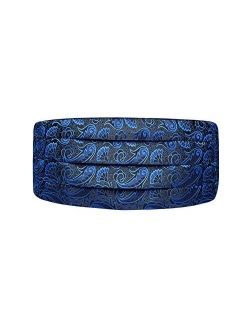 Enlision Men's Solid Color Paisley Floral Adjustable Cummerbund