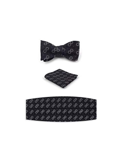 NV HOLDERS: Men's Premium 100% Silk Cummerbund, Bow Tie, Handkerchief - Black Tuxedo set