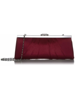 Blaire Womens Satin Frame Evening Clutch Bag Purse With Shoulder Chain Included