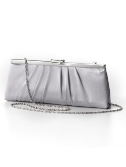 Blaire Womens Satin Frame Evening Clutch Bag Purse With Shoulder Chain Included