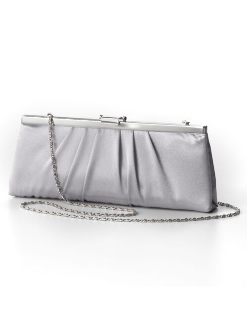 Jessica McClintock Blaire Womens Satin Frame Evening Clutch Bag Purse With Shoulder Chain Included