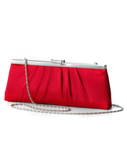 Jessica McClintock Blaire Womens Satin Frame Evening Clutch Bag Purse With Shoulder Chain Included