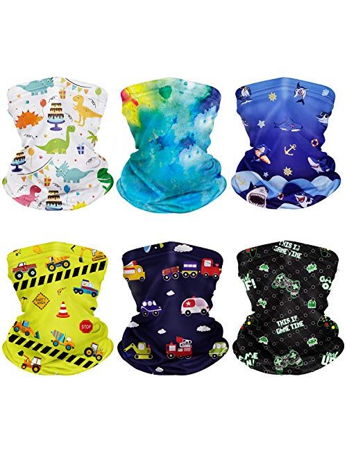 CIKIShield 6Pcs Children Adjustable Neck Gaiter Bandanas Kids Face Mask Scarf Balaclavas Wind UV Protection …