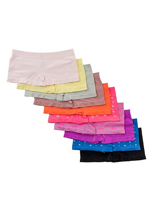 Alyce Intimates Pack of 10 Seamless Girls Boyshort, Solids & Prints