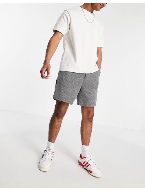 ASOS DESIGN carpenter shorts in hickory stripe