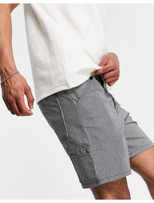 ASOS DESIGN carpenter shorts in hickory stripe