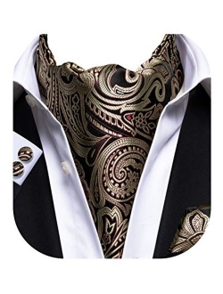 Dubulle Cravat Ties for Men with Pocket Square and Cufflinks Ascot and Handkerchief Set