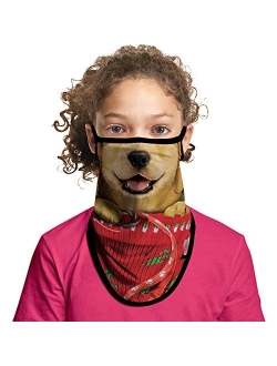 JOEYOUNG Kids Face Mask Bandanas with Ear Loops Neck Gaiter Skull Mask UV Sun Mask Dust Half Face Mask for Cycling, 4-13 Years Boys/Girls/Children/Youth Mask for Outdoor,