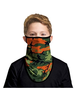 JOEYOUNG Kids Face Mask Bandanas with Ear Loops Neck Gaiter Skull Mask UV Sun Mask Dust Half Face Mask for Cycling, 4-13 Years Boys/Girls/Children/Youth Mask for Outdoor,