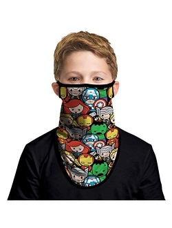 JOEYOUNG Kids Face Mask Bandanas with Ear Loops Neck Gaiter Skull Mask UV Sun Mask Dust Half Face Mask for Cycling, 4-13 Years Boys/Girls/Children/Youth Mask for Outdoor,