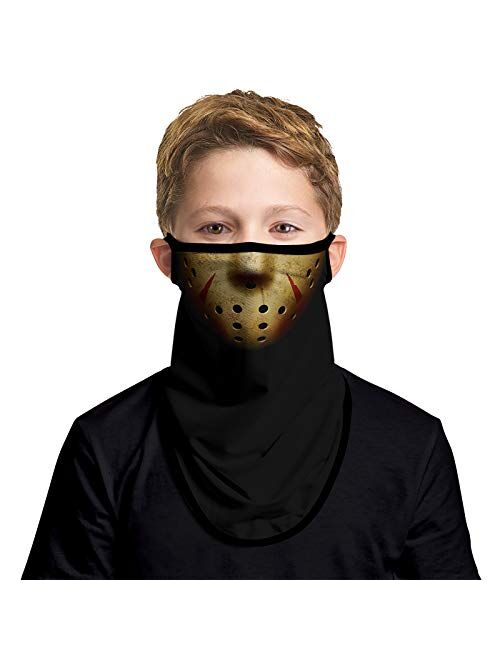 JOEYOUNG Kids Face Mask Bandanas with Ear Loops Neck Gaiter Skull Mask UV Sun Mask Dust Half Face Mask for Cycling, 4-13 Years Boys/Girls/Children/Youth Mask for Outdoor,