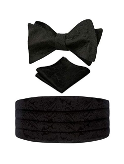 Alizeal Men's Paisley Cummerbund and UNTIED Bow Tie Hanky Set