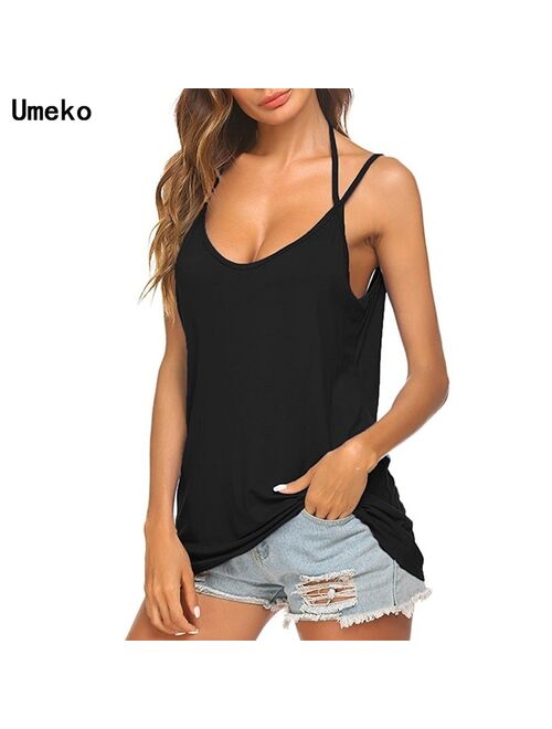 Umeko Tank top Women Summer Casual Camisoles Women's Tops T-shirt Spaghetti Strap Loose Vest Female Camis Fashion Casual Tops