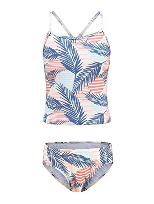 Girls Two Piece Swimsuits Tankini Bathing Suit Kids Hawaiian Floral Swimwear Set 3-16 Years