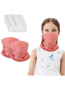 Kids Summer Protection Face Cover with Filter - Cute Neck Gaiter Bandanas for Outerdoor Travel