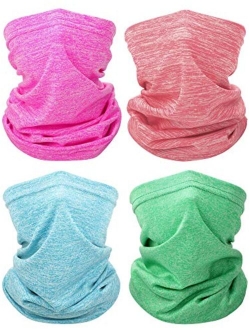 4 Pieces Kids Neck Gaiter Unisex Face Cover Scarf UV Protection Bandana Balaclavas for Summer