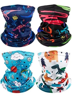 4 Pieces Kids Neck Gaiter Unisex Face Cover Scarf UV Protection Bandana Balaclavas for Summer