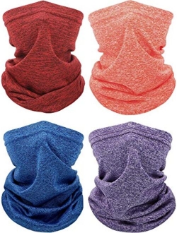 4 Pieces Kids Neck Gaiter Unisex Face Cover Scarf UV Protection Bandana Balaclavas for Summer