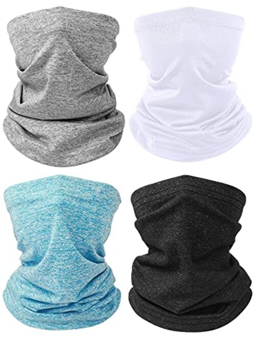 4 Pieces Kids Neck Gaiter Unisex Face Cover Scarf UV Protection Bandana Balaclavas for Summer