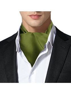 Remo Sartori Made in Italy Men's Solid Self Cravat Ascot Tie,Double Pointed,Silk