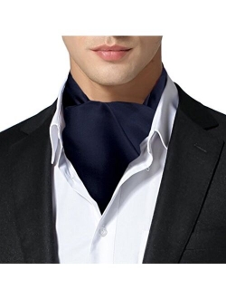 Remo Sartori Made in Italy Men's Solid Self Cravat Ascot Tie,Double Pointed,Silk