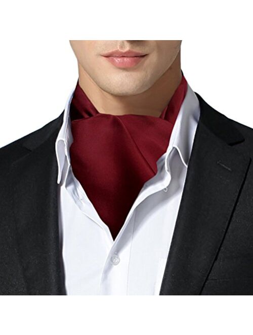 Remo Sartori Made in Italy Men's Solid Self Cravat Ascot Tie,Double Pointed,Silk