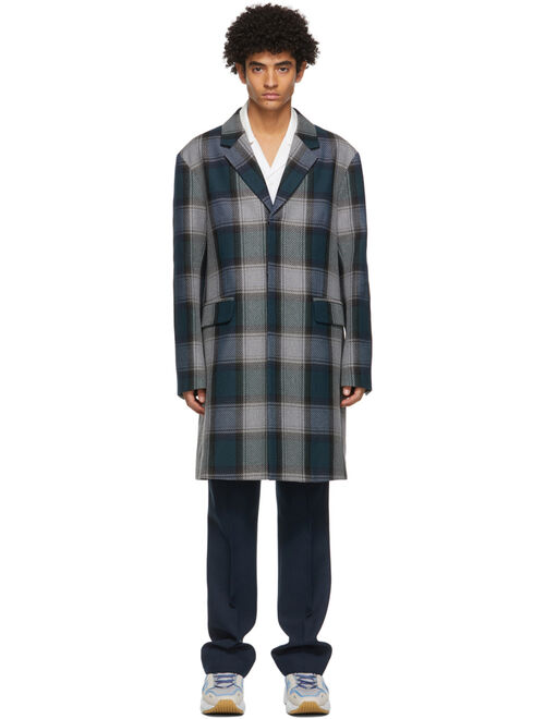 Acne Studios Navy & Grey Wool Blend Coat