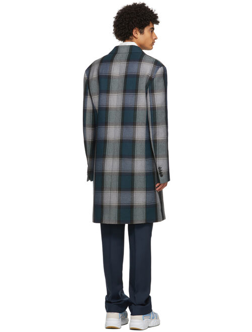 Acne Studios Navy & Grey Wool Blend Coat