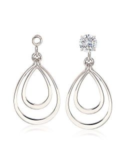 14kt White Gold Double Open Drop Earring Jackets