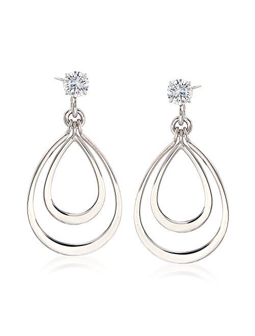 Ross-Simons 14kt White Gold Double Open Drop Earring Jackets