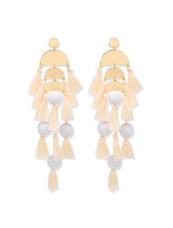 Long Tassel Earrings Statement Fringe Drop Bohemian Earrings Big Dangle for Women Fashion