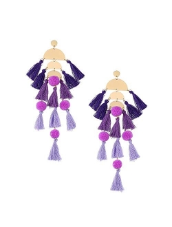 Long Tassel Earrings Statement Fringe Drop Bohemian Earrings Big Dangle for Women Fashion