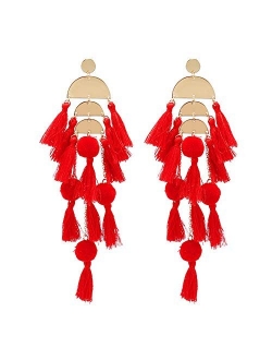 Long Tassel Earrings Statement Fringe Drop Bohemian Earrings Big Dangle for Women Fashion