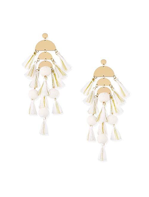 Long Tassel Earrings Statement Fringe Drop Bohemian Earrings Big Dangle for Women Fashion