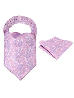 Alizeal Mens Self-tied Cravat Tie Ascot and Pocket Square Set