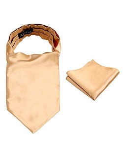 Alizeal Mens Self-tied Cravat Tie Ascot and Pocket Square Set