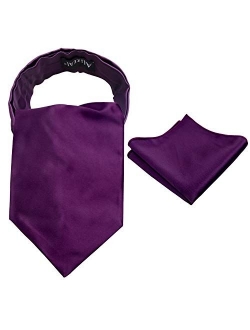 Alizeal Mens Self-tied Cravat Tie Ascot and Pocket Square Set