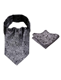 Alizeal Mens Self-tied Cravat Tie Ascot and Pocket Square Set