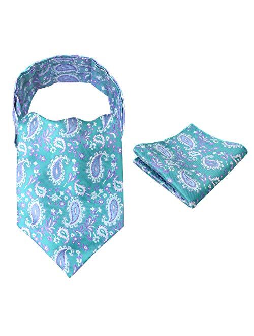 Alizeal Mens Self-tied Cravat Tie Ascot and Pocket Square Set