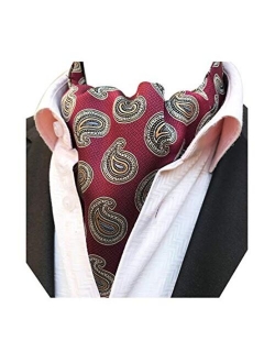 MENDENG Men Purple Paisley Jacquard Woven Silk Cravat Necktie Scarf Formal Ascot