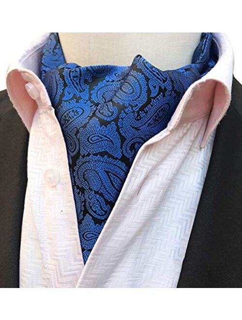 MENDENG Men Purple Paisley Jacquard Woven Silk Cravat Necktie Scarf Formal Ascot