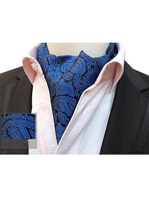 MENDENG Men Purple Paisley Jacquard Woven Silk Cravat Necktie Scarf Formal Ascot